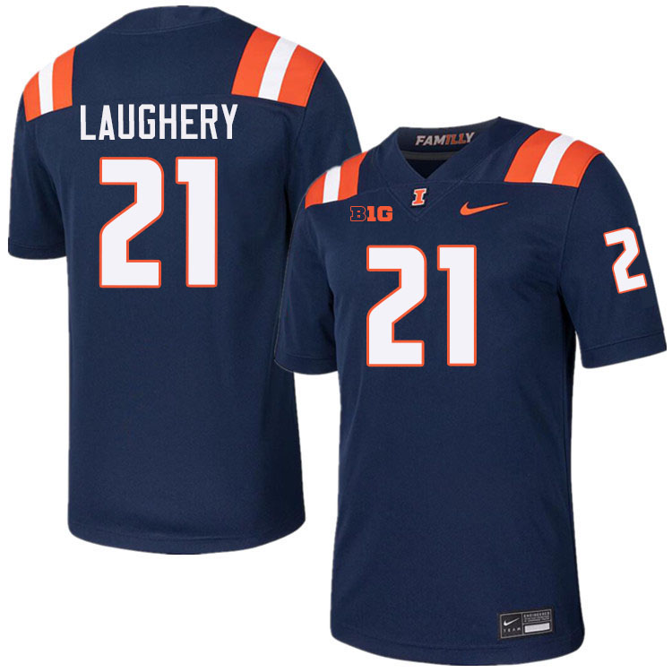 #21 Aidan Laughery Illinois Fighting Illini Football Jersey,Uniforms-Navy